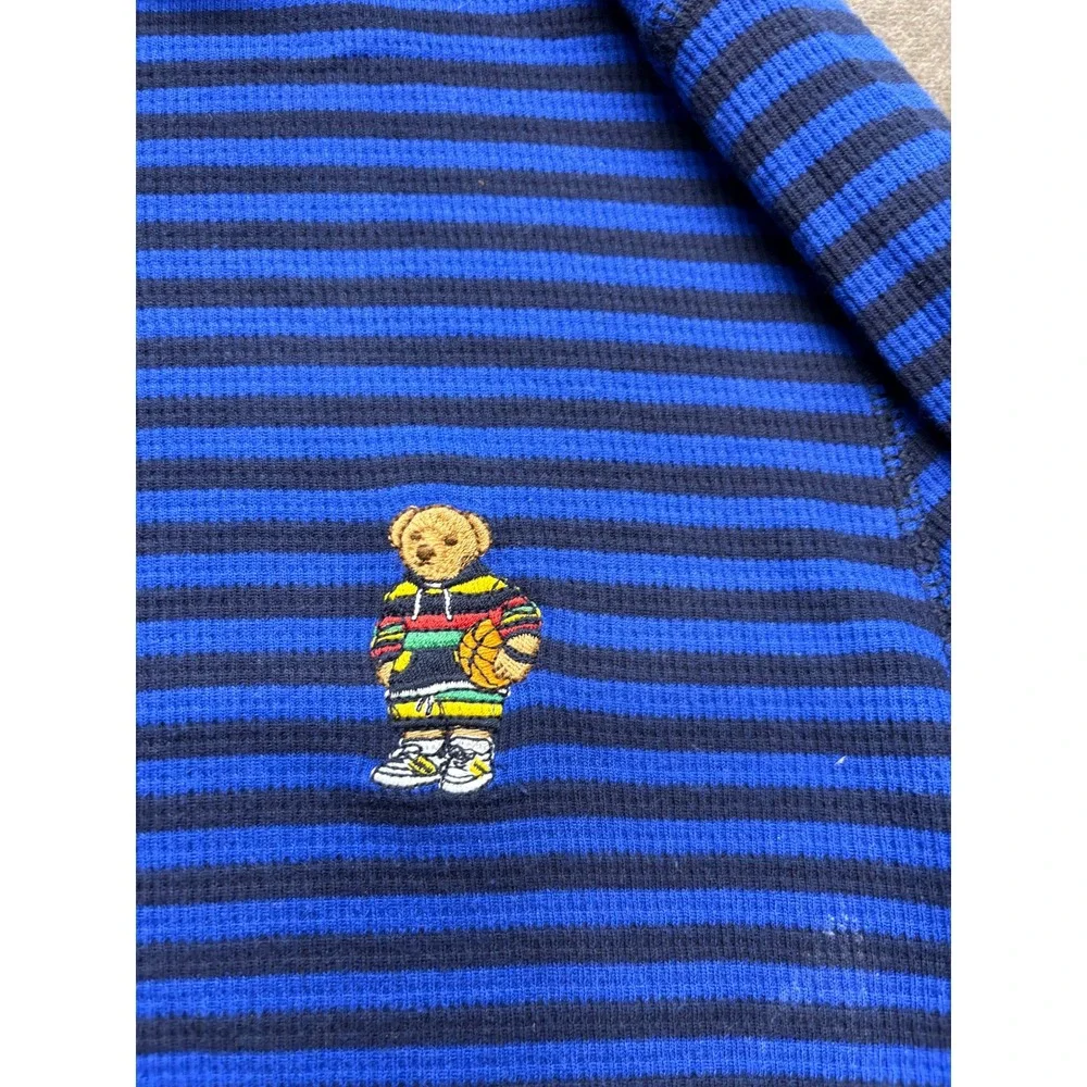 Polo Ralph Lauren‎ Mens Long Sleeve Striped Thermal Shirt Polo Bear Size M